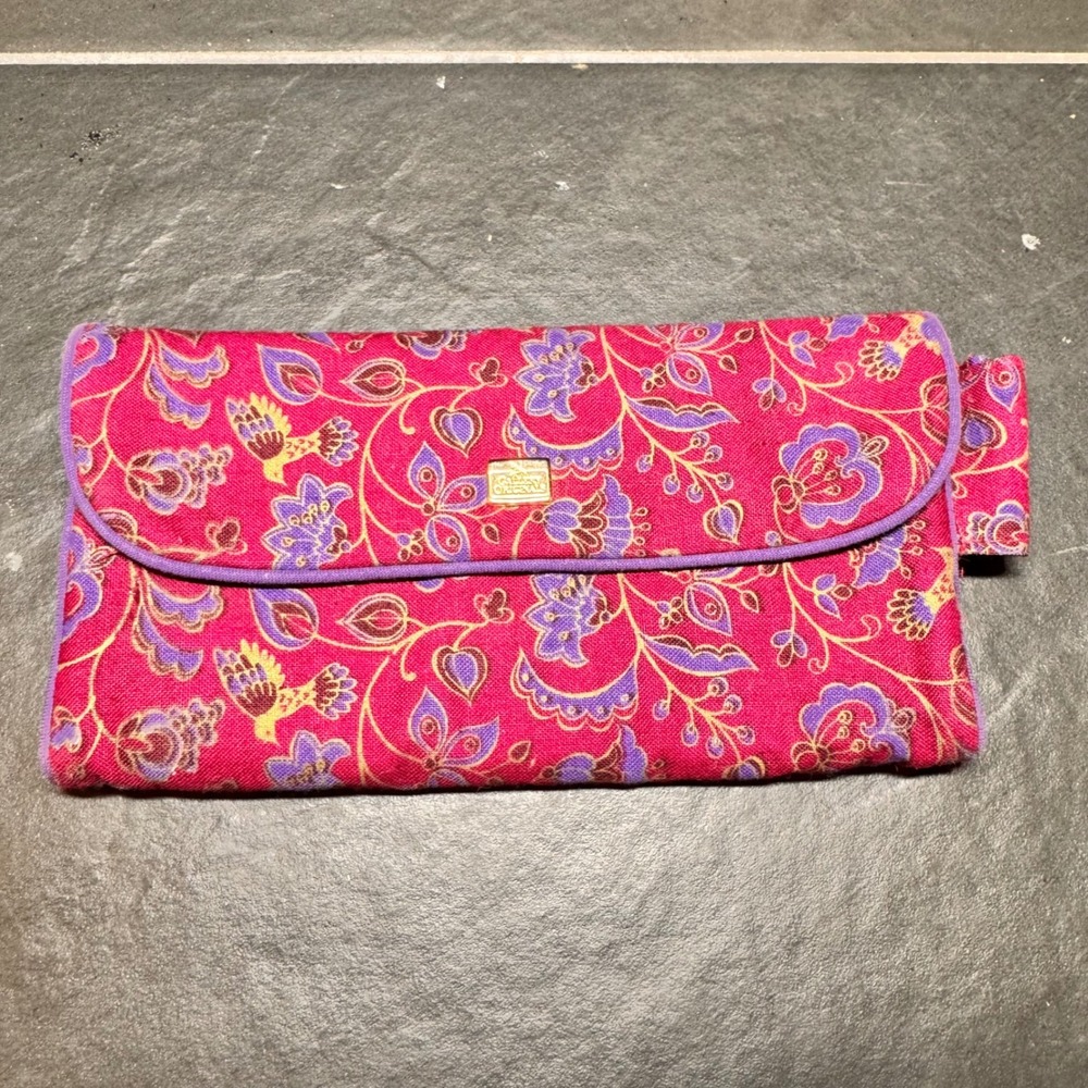 Gallery‎ Originals Vintage Floral Pink Purple Clutch Wallet w/ Card Organizer